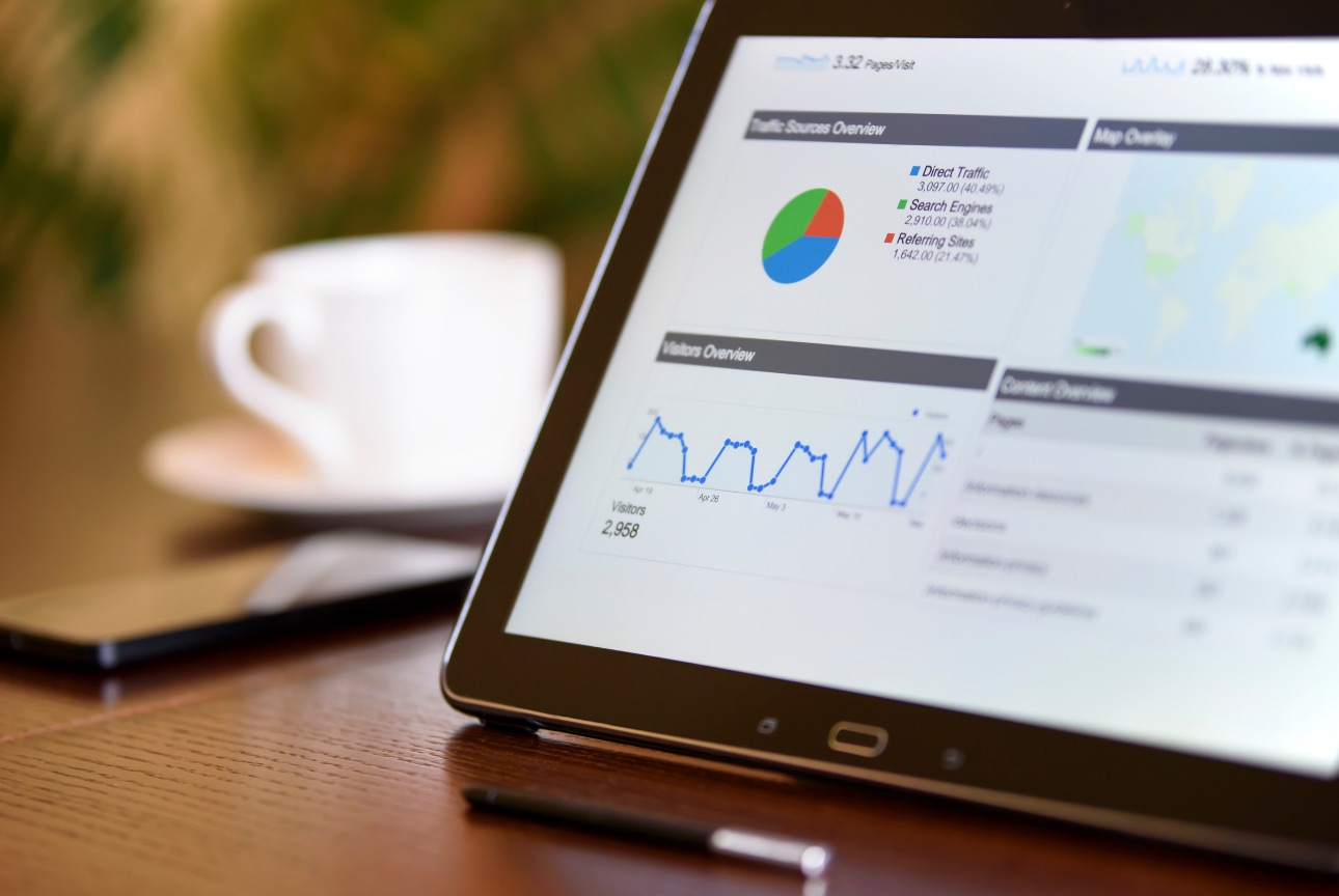 Marketing analytics dashboard showing traffic and visitor data